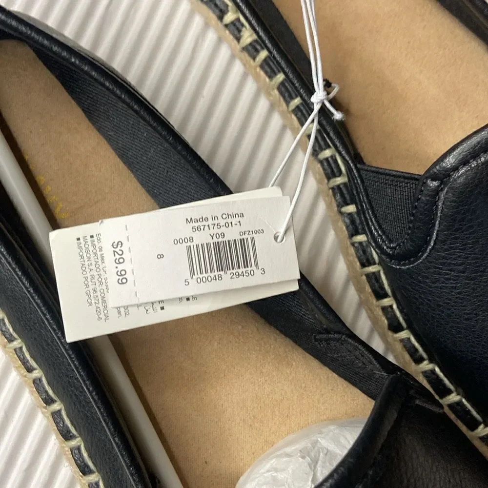 Faux-Leather Espadrille Flats size 8 NWT